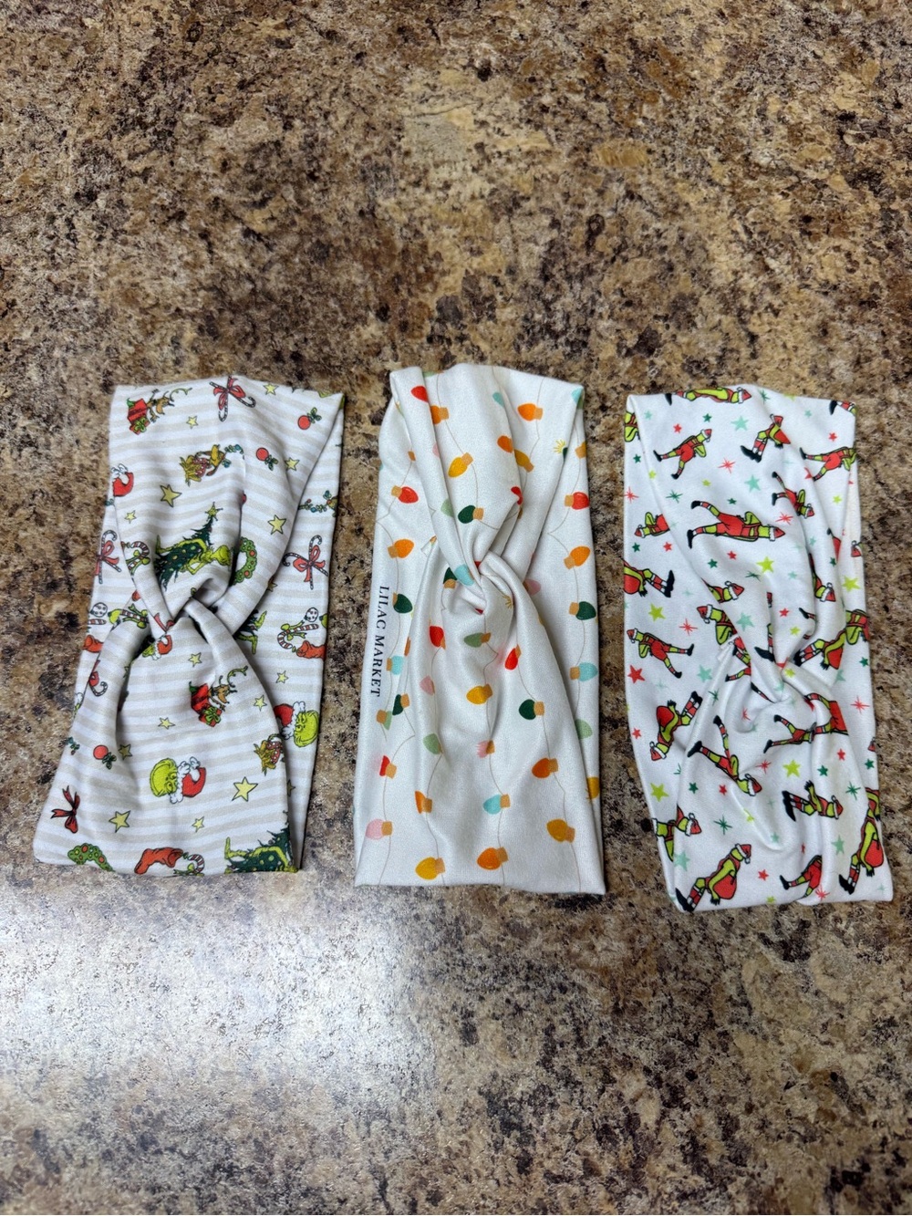 3 adult Christmas/Grinch White knot Twist Headband